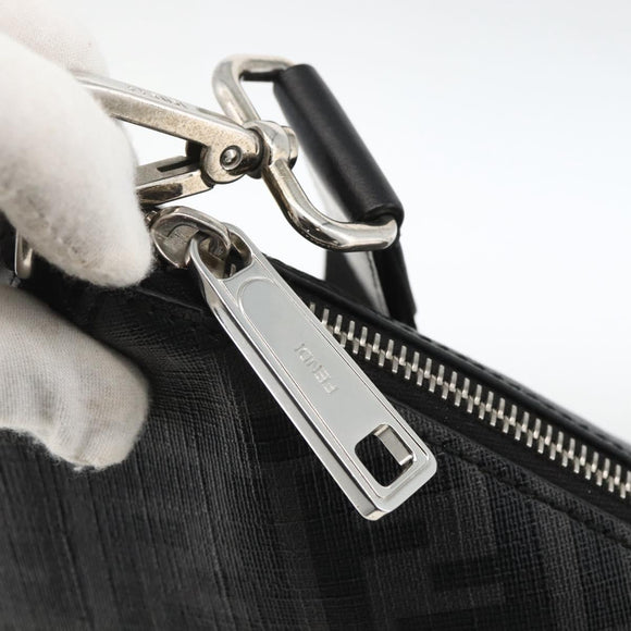 FENDI Zucca Canvas Shoulder Bag PVC Black Silver Auth ka2933
