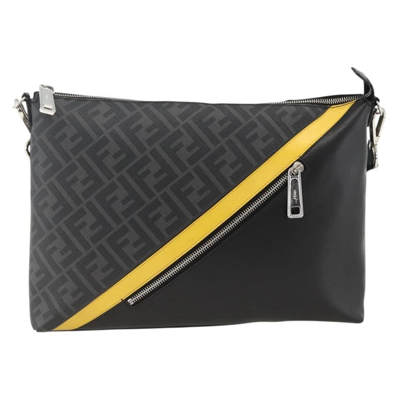 FENDI Zucca Canvas Shoulder Bag PVC Black Silver Auth ka2933