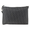 FENDI Zucca Canvas Shoulder Bag PVC Black Silver Auth ka2933-2
