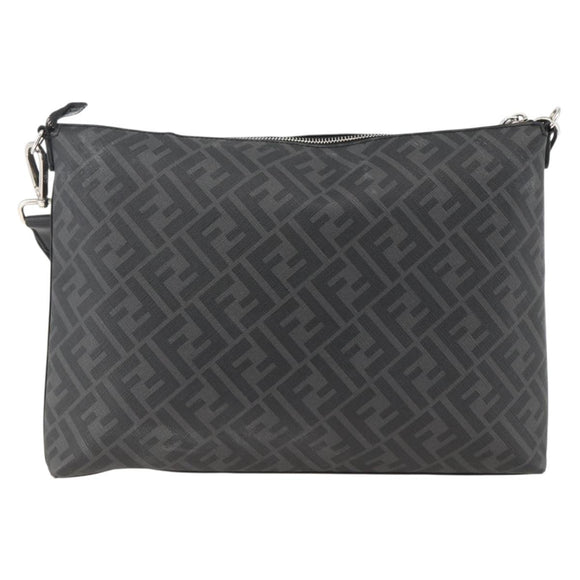FENDI Zucca Canvas Shoulder Bag PVC Black Silver Auth ka2933