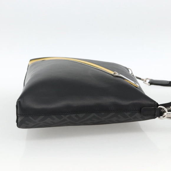 FENDI Zucca Canvas Shoulder Bag PVC Black Silver Auth ka2933