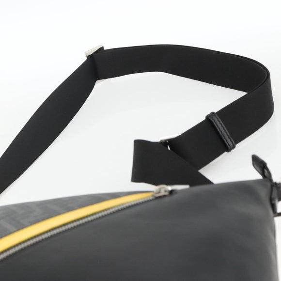 FENDI Zucca Canvas Shoulder Bag PVC Black Silver Auth ka2933