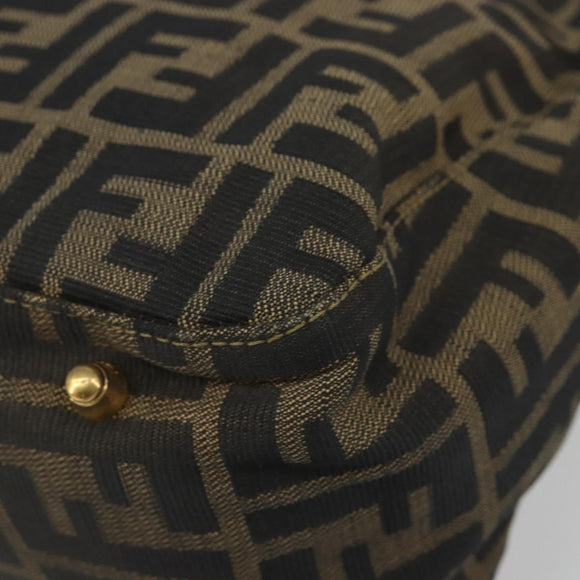FENDI Zucca Canvas Hand Bag Brown Black Auth ka2934