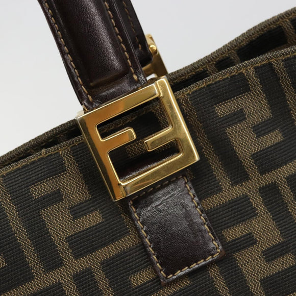 FENDI Zucca Canvas Hand Bag Brown Black Auth ka2934