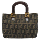 FENDI Zucca Canvas Hand Bag Brown Black Auth ka2934-2