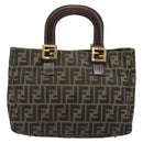 FENDI Zucca Canvas Hand Bag Brown Black Auth ka2934-3