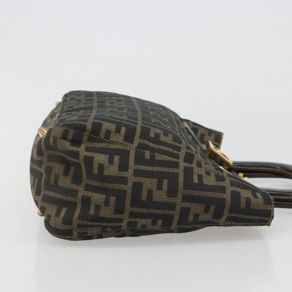 FENDI Zucca Canvas Hand Bag Brown Black Auth ka2934