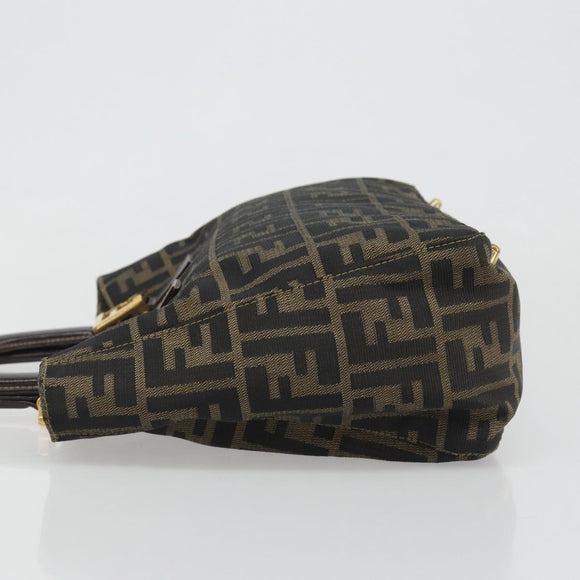 FENDI Zucca Canvas Hand Bag Brown Black Auth ka2934