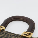 FENDI Zucca Canvas Hand Bag Brown Black Auth ka2934-8