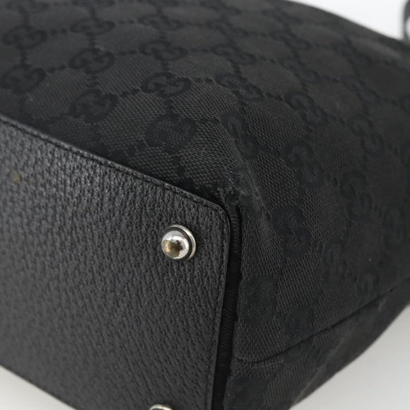 GUCCI GG Canvas Tote Bag Zwart Zilver 120840 Auth ka2935