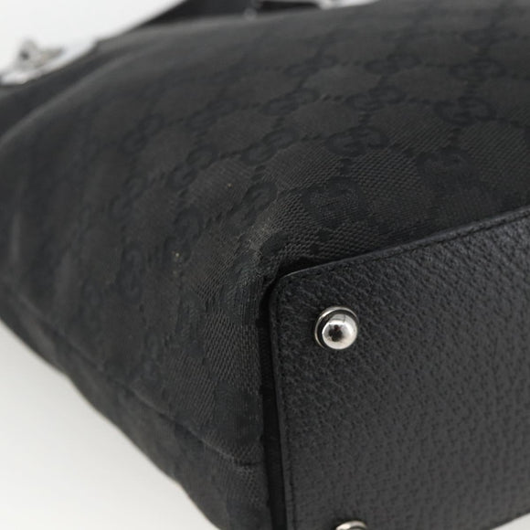 GUCCI GG Canvas Tote Bag Zwart Zilver 120840 Auth ka2935