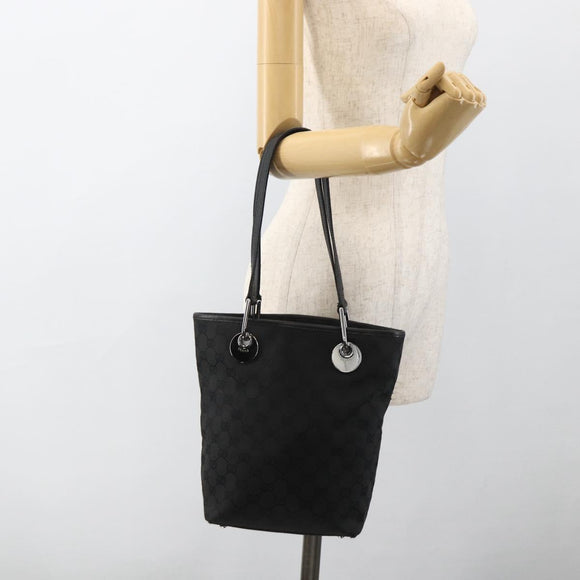 GUCCI GG Canvas Tote Bag Zwart Zilver 120840 Auth ka2935