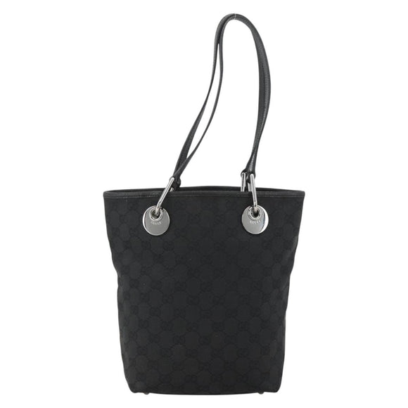 GUCCI GG Canvas Tote Bag Zwart Zilver 120840 Auth ka2935
