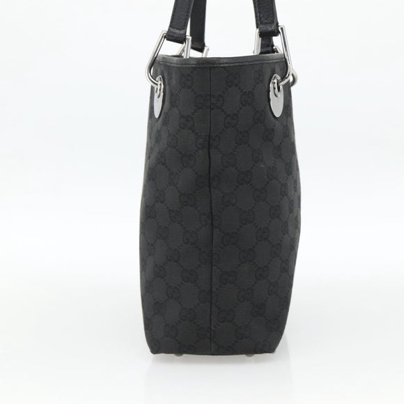 GUCCI GG Canvas Tote Bag Zwart Zilver 120840 Auth ka2935