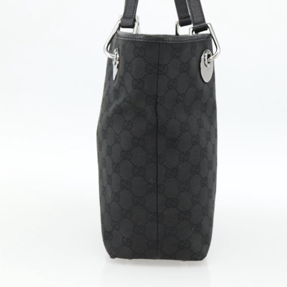 GUCCI GG Canvas Tote Bag Zwart Zilver 120840 Auth ka2935