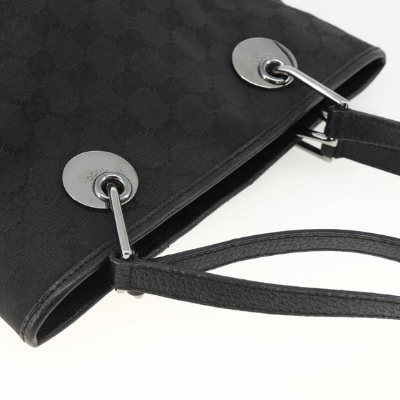GUCCI GG Canvas Tote Bag Zwart Zilver 120840 Auth ka2935