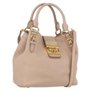 Miu Miu Hand Bag Leather 2way Pink Gold Auth ka2936-1