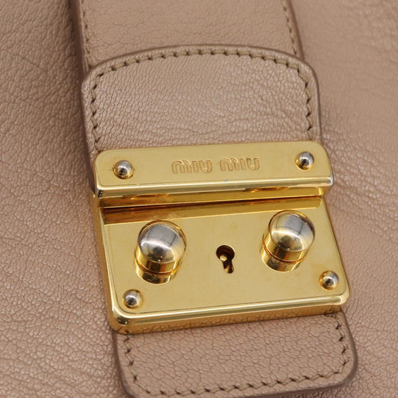 Miu Miu Hand Bag Leather 2way Pink Gold Auth ka2936