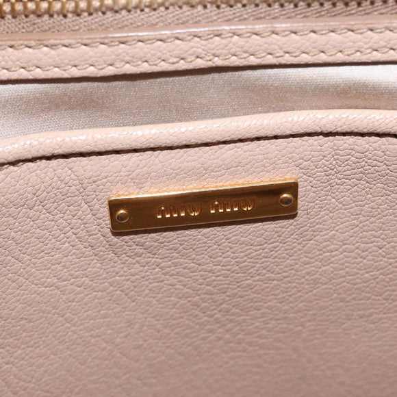Miu Miu Hand Bag Leather 2way Pink Gold Auth ka2936