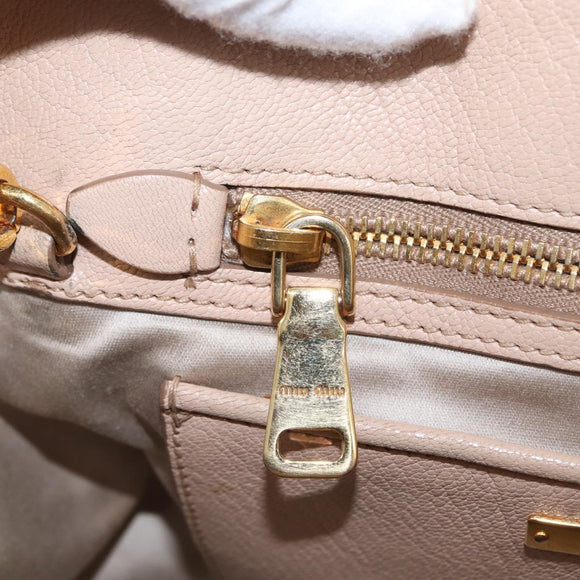 Miu Miu Hand Bag Leather 2way Pink Gold Auth ka2936