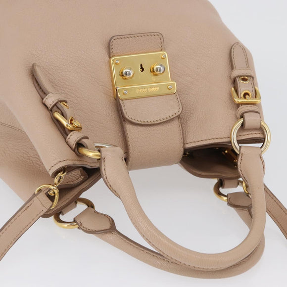 Miu Miu Hand Bag Leather 2way Pink Gold Auth ka2936