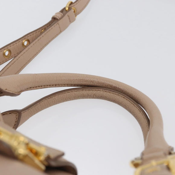Miu Miu Hand Bag Leather 2way Pink Gold Auth ka2936