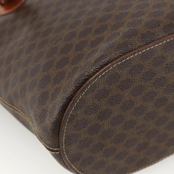 CELINE Macadam Canvas Tote Bag PVC Leather Brown Gold Auth ka2937