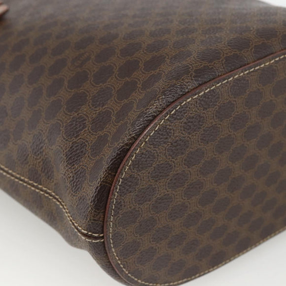 CELINE Macadam Canvas Tote Bag PVC Leather Brown Gold Auth ka2937