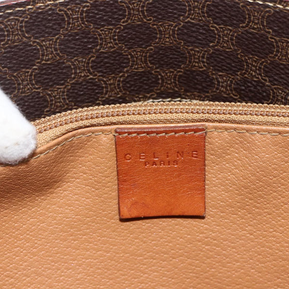 CELINE Macadam Canvas Tote Bag PVC Leather Brown Gold Auth ka2937