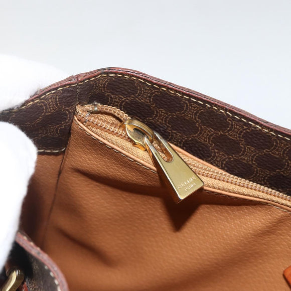 CELINE Macadam Canvas Tote Bag PVC Leather Brown Gold Auth ka2937