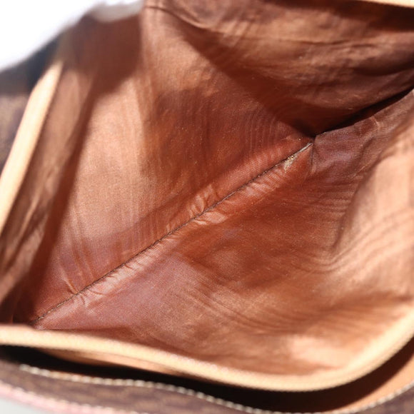 CELINE Macadam Canvas Tote Bag PVC Leather Brown Gold Auth ka2937