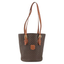 CELINE Macadam Canvas Tote Bag PVC Leather Brown Gold Auth ka2937-13
