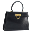 Salvatore Ferragamo Gancini Hand Bag Leather Black Gold Auth ka2938-1