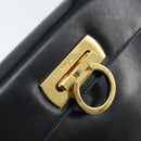 Salvatore Ferragamo Gancini Hand Bag Leather Black Gold Auth ka2938-17