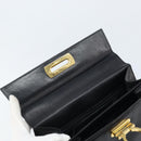 Salvatore Ferragamo Gancini Hand Bag Leather Black Gold Auth ka2938-10