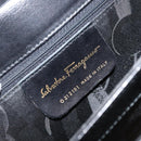 Salvatore Ferragamo Gancini Hand Bag Leather Black Gold Auth ka2938-12