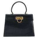 Salvatore Ferragamo Gancini Hand Bag Leather Black Gold Auth ka2938-13