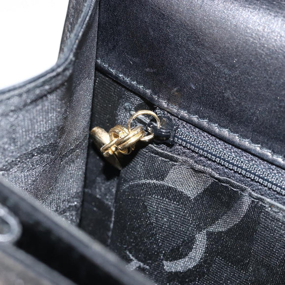Salvatore Ferragamo Gancini Hand Bag Leather Black Gold Auth ka2938