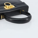Salvatore Ferragamo Gancini Hand Bag Leather Black Gold Auth ka2938-7