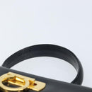 Salvatore Ferragamo Gancini Hand Bag Leather Black Gold Auth ka2938-8