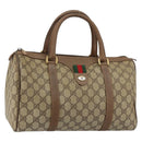 GUCCI GG Supreme Web Sherry Line Hand Bag PVC Beige Gold 58 02 007 Auth ka294-1