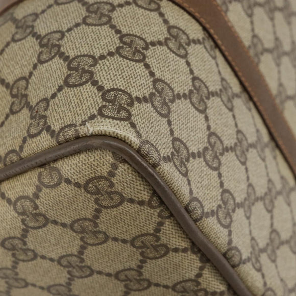 GUCCI GG Supreme Web Sherry Line Hand Bag PVC Beige Gold 58 02 007 Auth ka294