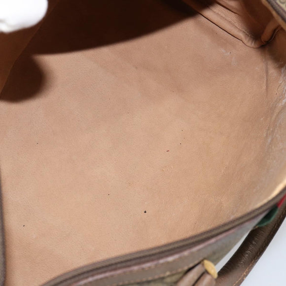 GUCCI GG Supreme Web Sherry Line Hand Bag PVC Beige Gold 58 02 007 Auth ka294