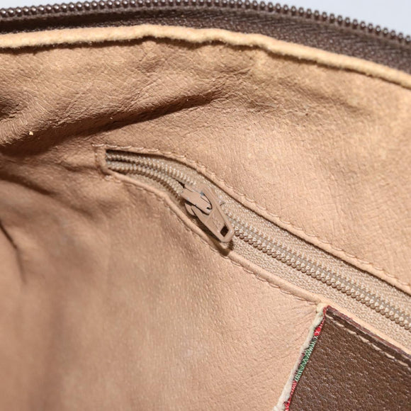 GUCCI GG Supreme Web Sherry Line Hand Bag PVC Beige Gold 58 02 007 Auth ka294