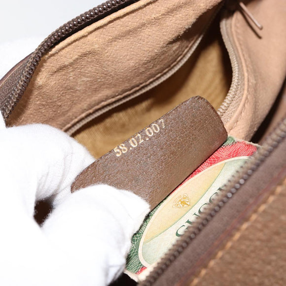 GUCCI GG Supreme Web Sherry Line Hand Bag PVC Beige Gold 58 02 007 Auth ka294