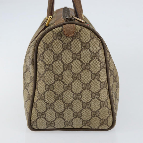 GUCCI GG Supreme Web Sherry Line Hand Bag PVC Beige Gold 58 02 007 Auth ka294