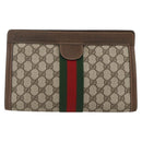 GUCCI GG Supreme Web Sherry Line Bag PVC Beige Red 64 014 2125 28 Auth ka2940-13