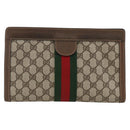 GUCCI GG Supreme Web Sherry Line Bag PVC Beige Red 64 014 2125 28 Auth ka2940-2