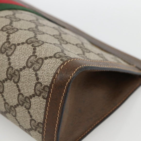 GUCCI GG Supreme Web Sherry Line Bag PVC Beige Red 64 014 2125 28 Auth ka2940