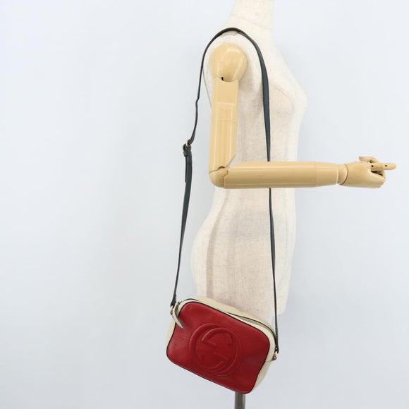 GUCCI Shoulder Bag Leather Red Gold 431567 Auth ka2941